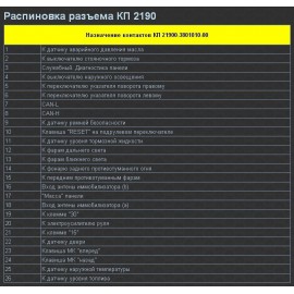 Разъем комбинации приборов ВАЗ 2190, ВАЗ 2192, ВАЗ 2194